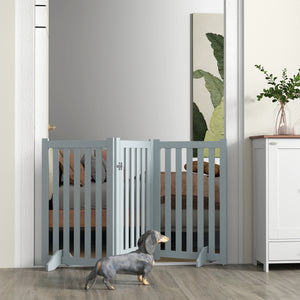 3-Panel Foldable Dog Gate with Feet, Grey