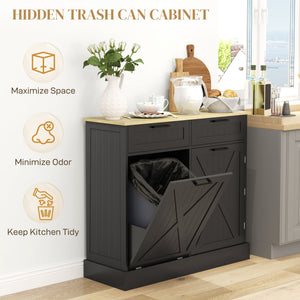 10-Gallon Waste Bin Cabinet with Tilt-Out Drawers, for Freestanding Kitchen Island, Black