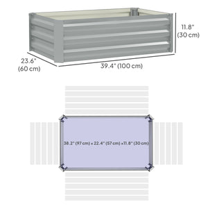 Set of 2 Galvanized Raised Garden Planters, Light Grey