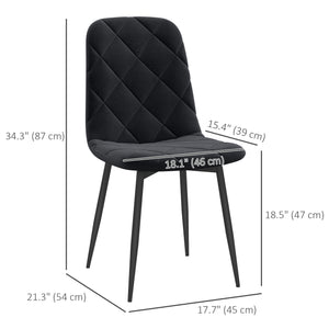 Set of 4 padded chairs with steel legs, black