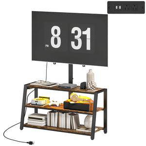 TV stand with stand and power outlet, swivel with LED lighting for 32 to 70 inch TVs
