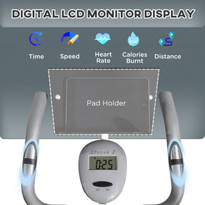 Stationary Bike with 8-Level Magnetic Resistance and LCD Display, Grey