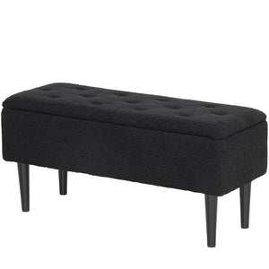 Modern storage bench with lambswool upholstery, black