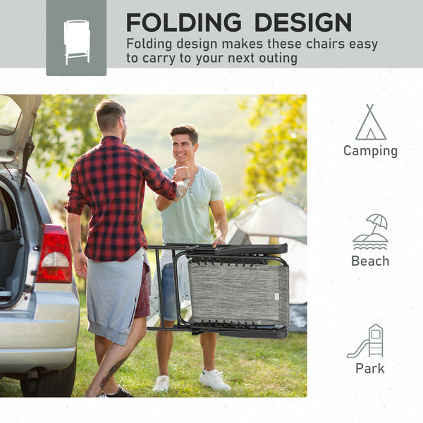Set of 2 grey folding outdoor chairs