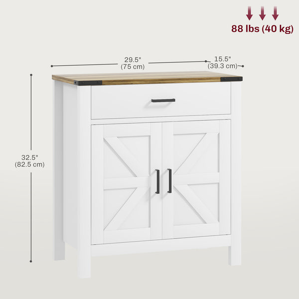 Country-style kitchen buffet with drawer and shelf for living room, white