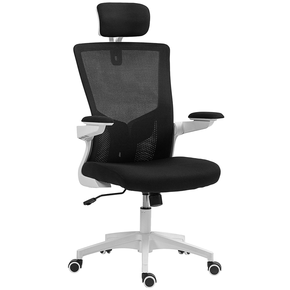 Ergonomic office chair with lumbar support and headrest, black