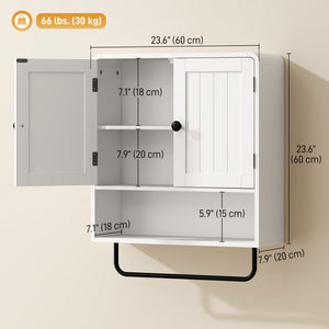 2-door bathroom wall cabinet, white