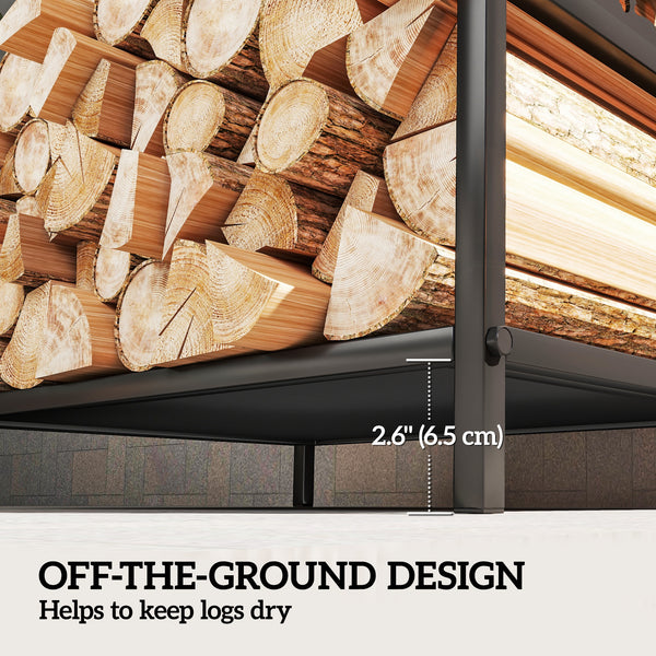 Heavy Duty Log Rack with Handles Black 