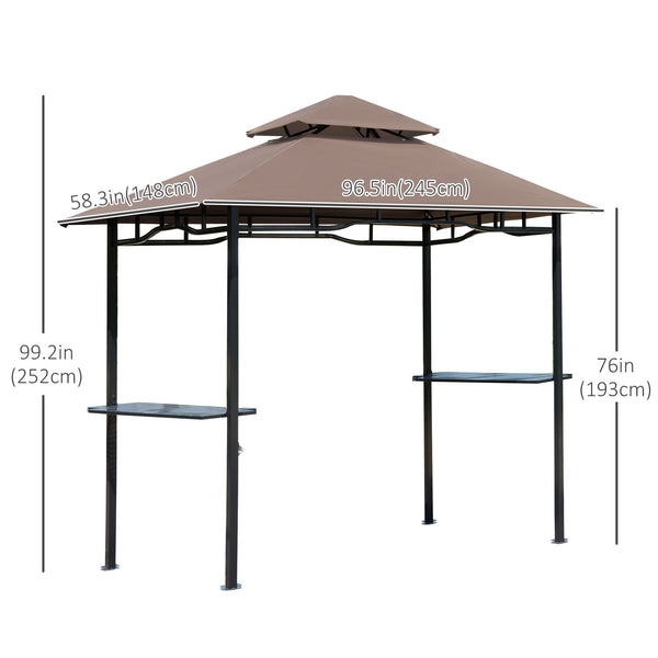 Barbecue gazebo with two-tiered canopy, cafe
