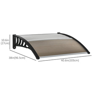 3.4 x 3.2 ft polycarbonate door canopy, brown 