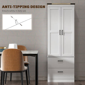 Storage unit with doors, drawers and adjustable shelves, cream white