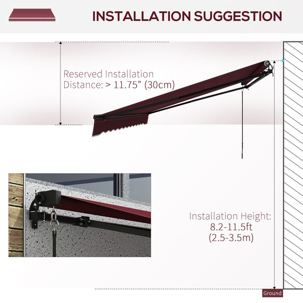 13 x 9.8 ft retractable awning, burgundy red