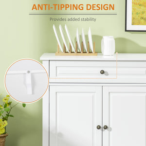 Modern buffet with 2 drawers and adjustable shelves, ideal for the dining room, white.