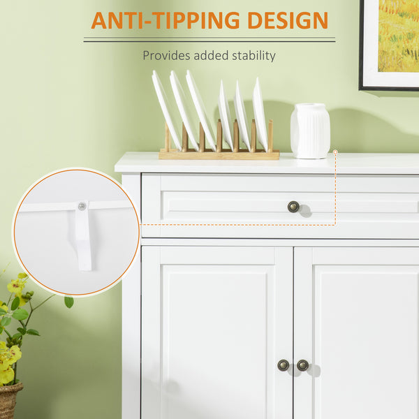 Modern buffet with 2 drawers and adjustable shelves, ideal for the dining room, white.