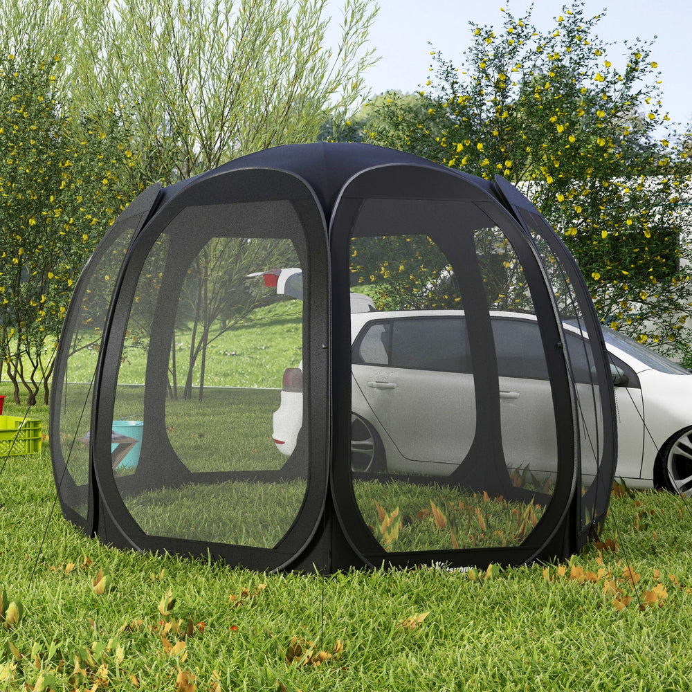 Foldable mosquito net tent with carry bag and 2 doors, black