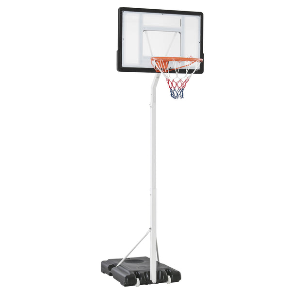 Portable basketball hoop, adjustable height from 2.1 to 2.6 m with wheels