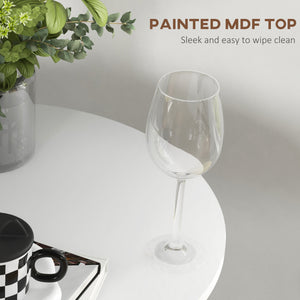 Modern round high bar table with painted top, white