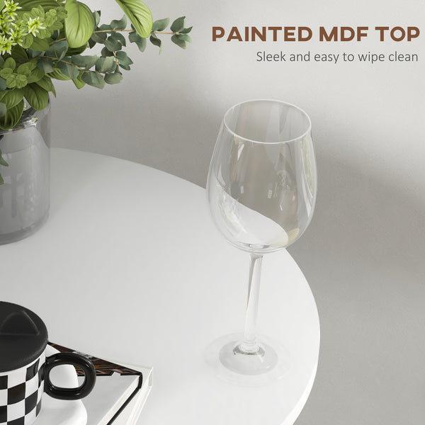 Modern round high bar table with painted top, white