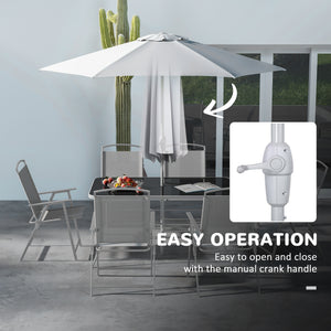 8-piece patio set with parasol, grey