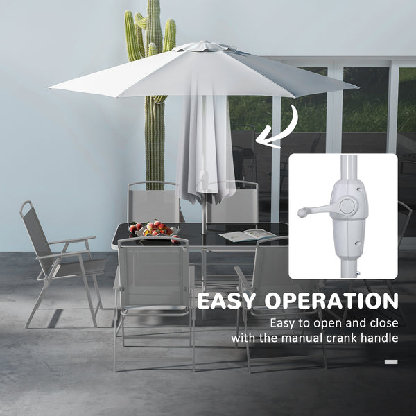 8-piece patio set with parasol, grey