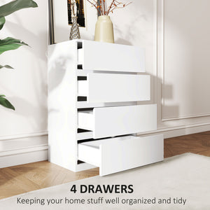 4-drawer chest of drawers, freestanding storage unit, white