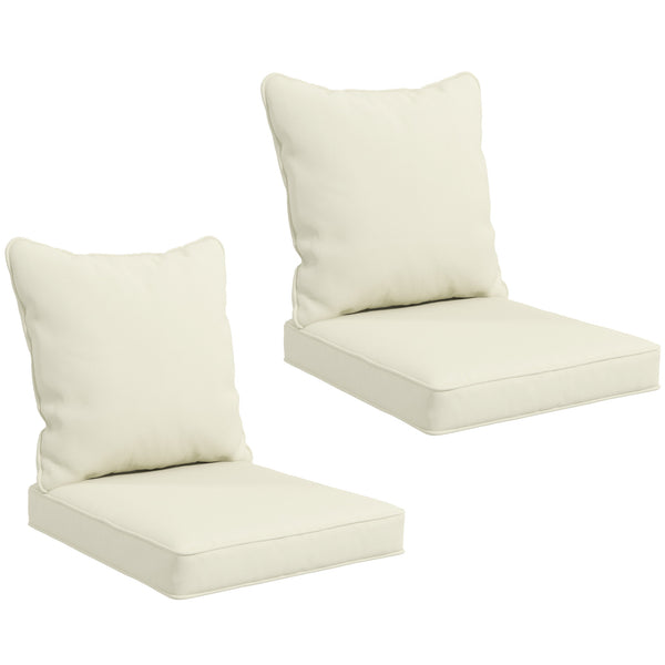 Set of 4 Patio Chair Cushions, Indoor and Outdoor, Cream White