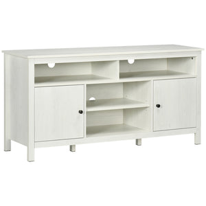 TV stand for TVs up to 55 inches with storage cupboard and shelves, white