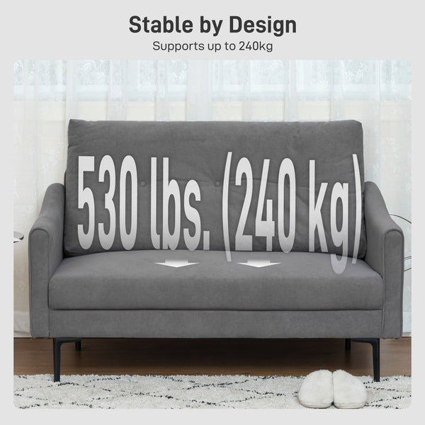 2 seater sofa with high resilience foam, thick padding, gray