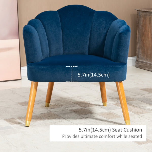 Accent chairs with upholstered seat, armrests and wooden legs, blue