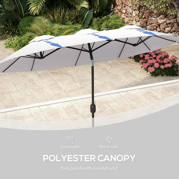 9.7 ft. double-sided parasol with tilt, crank, and vents, cream white
