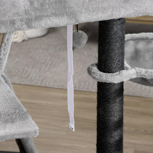 47" Cat Tree with Ramp, Hammock, Hanging Toys, Sisal Rope Scratching Post, Light Grey