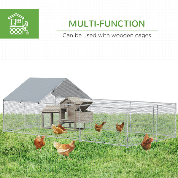 Metal chicken coop with waterproof and anti-UV cover