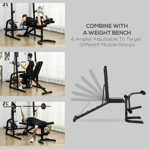 Multifunctional weight cage with adjustable bench, dumbbell bar and 15-level squat rack