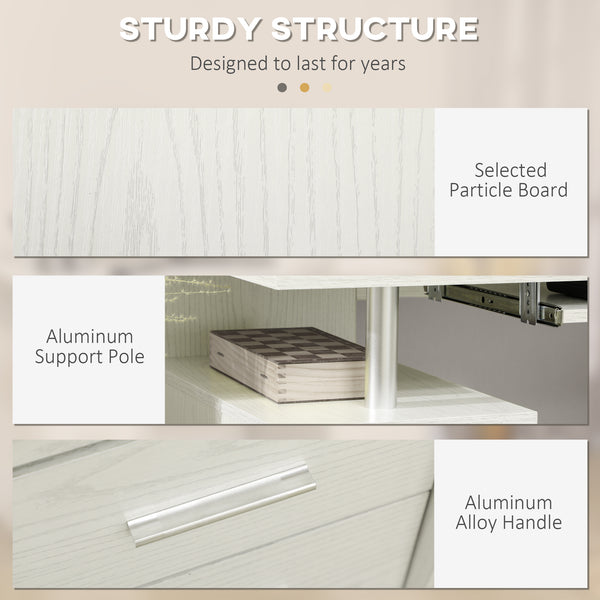 Computer desk with keyboard tray and storage drawers, white