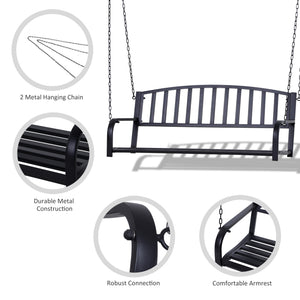 Porch swing with chain, black