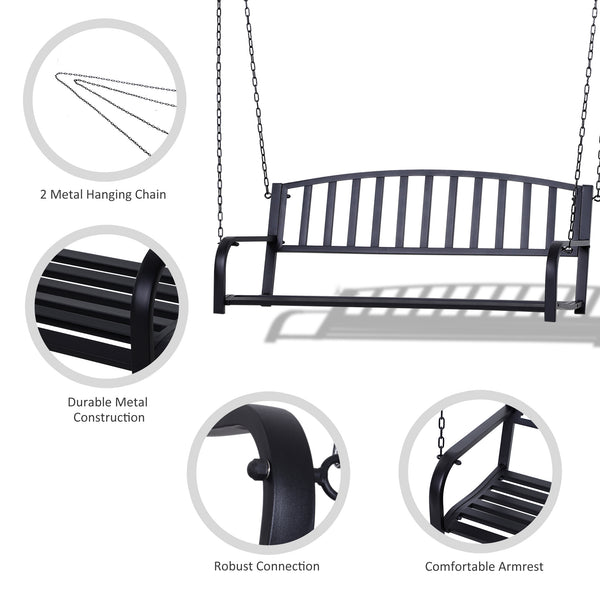 Porch swing with chain, black