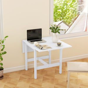 Country-style drop-leaf kitchen table for small spaces, white