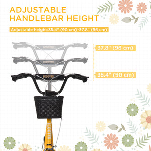 Scooter with adjustable handlebars, 2 brakes, cup holder basket, orange