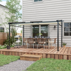 10 x 13 metal pergola with sliding and retractable roof, beige
