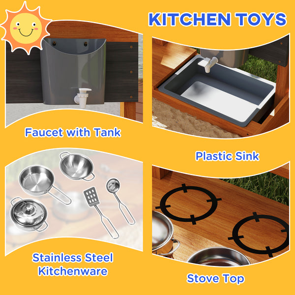 Wooden sandbox with seat and storage, for children aged 3 to 7, red