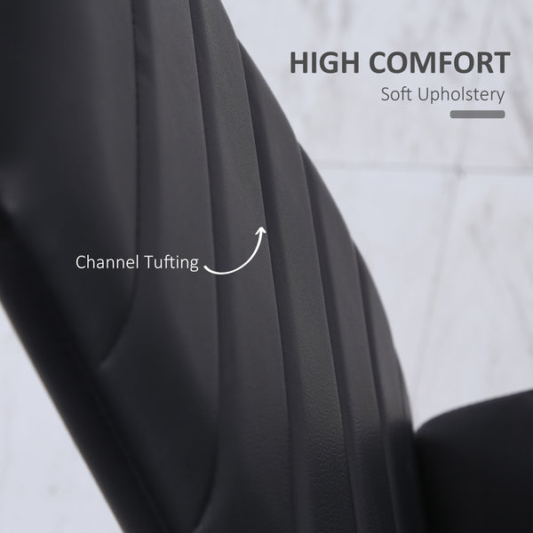 Set of 4 high-back dining chairs in faux leather with metal legs, black