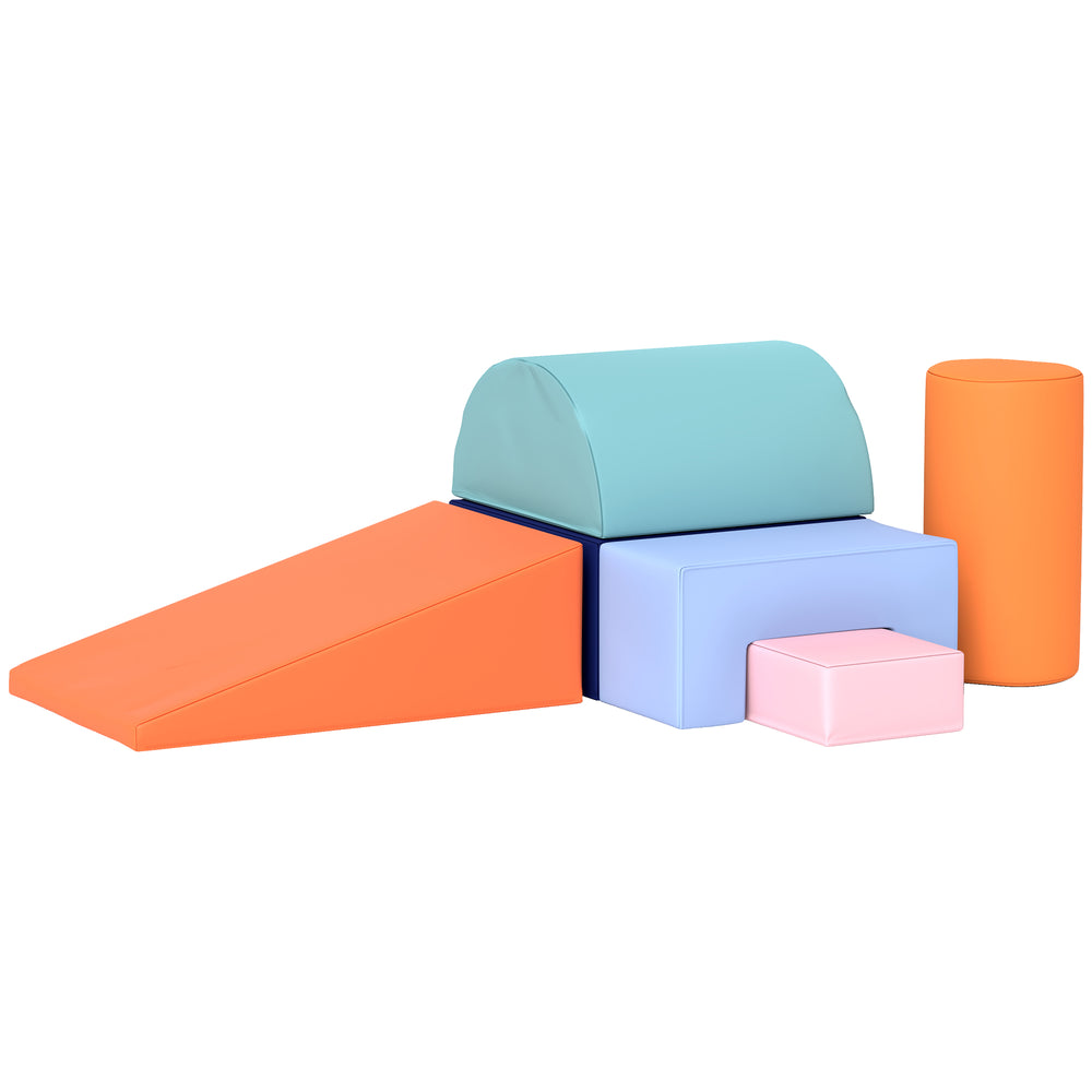 6-piece soft play area for children, orange and blue 