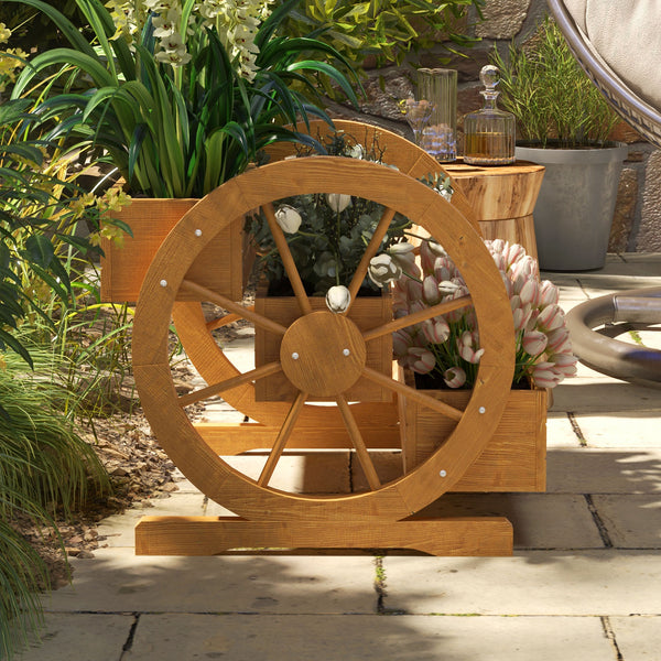 Three-tier wooden planter in the shape of a cart