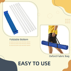 Adjustable Dog Agility Training Obstacle Set with Weaves Poles and Storage Bag for Pet Dogs Outdoor Games Exercise Blue and White