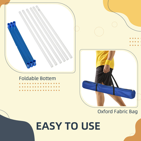 Adjustable Dog Agility Training Obstacle Set with Weaves Poles and Storage Bag for Pet Dogs Outdoor Games Exercise Blue and White