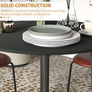 Round drop-leaf dining table for small spaces, wooden legs, antique black