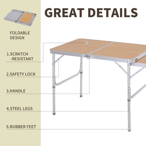 3-legged picnic table with sliding top, in aluminum, adjustable height (2 levels).