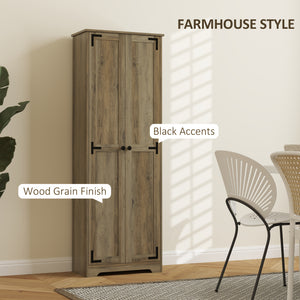 67" Farmhouse Style Storage Cabinet with 2 Doors and Adjustable Shelves, Distressed Gray
