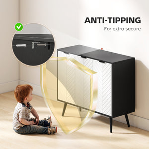 Modern sideboard with adjustable shelves and 3 doors, black