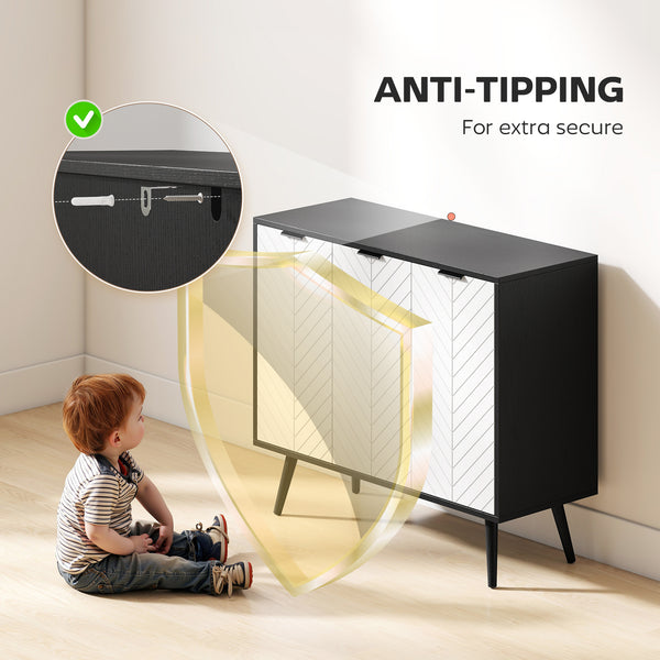 Modern sideboard with adjustable shelves and 3 doors, black